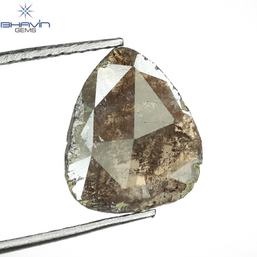 1.17 CT Pear Slice Shape Natural Diamond Brown Color I3 Clarity (11.25 MM)