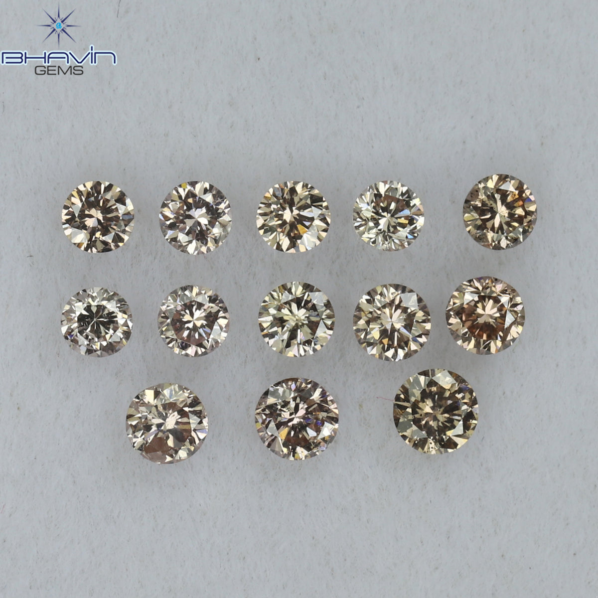 0.52 CT/13 Pcs Natural Round Diamond Brown Pink (Argyle) Color Clarity VS2 (2.35 MM)