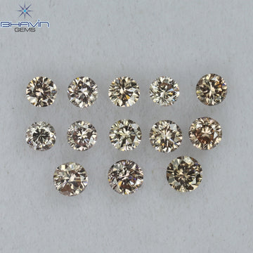0.52 CT/13 Pcs Natural Round Diamond Brown Pink (Argyle) Color Clarity VS2 (2.35 MM)