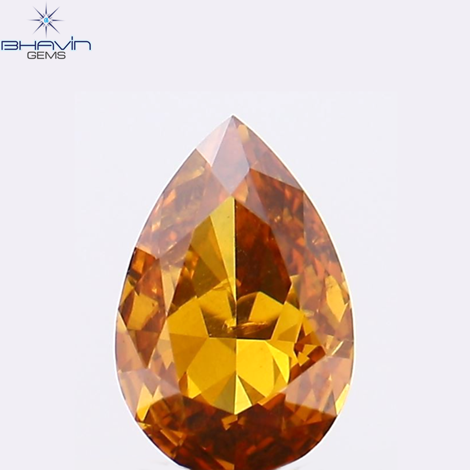 0.22 CT Pear Shape Natural Diamond Orange Color SI1 Clarity (4.86 MM)