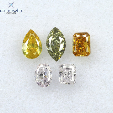 0.42 CT/5 Pcs Natural Mix Diamond Mix Fancy Color Clarity VS-SI (4.25 MM)