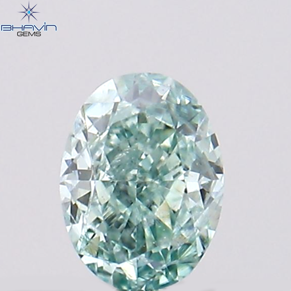0.10 CT Natural Oval Diamond Enhanced Bluish Green Color Clarity VS1 (3.57 MM)