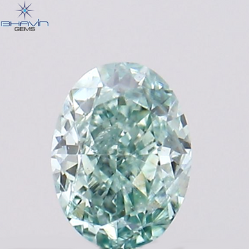 0.10 CT Natural Oval Diamond Enhanced Bluish Green Color Clarity VS1 (3.57 MM)