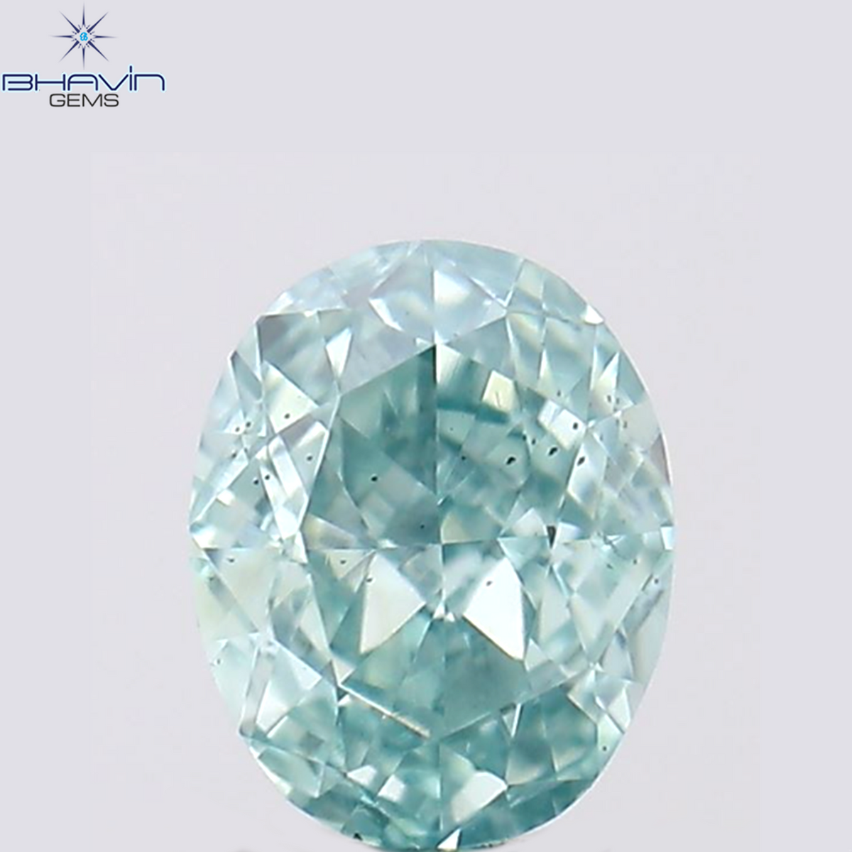 0.37 CT オーバル シェイプ ナチュラル ダイヤモンド グリーンがかったブルー カラー SI1 クラリティ (5.36 MM)