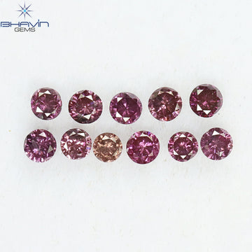 0.21 CT/11 個 ラウンド シェイプ ナチュラル ルース ダイヤモンド ピンク カラー SI クラリティ (1.75 MM)