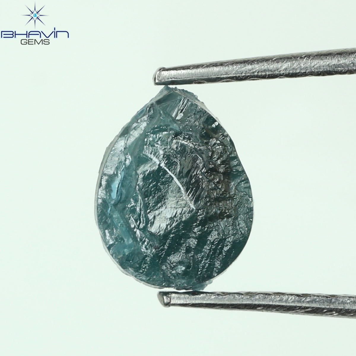 0.69 CT Natural Pear Rough Diamond Enhanced Blue Color Clarity I3 (6.60 MM)
