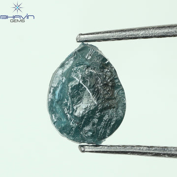 0.69 CT Natural Pear Rough Diamond Enhanced Blue Color Clarity I3 (6.60 MM)