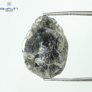 3.64 CT スライス シェイプ ナチュラル ダイヤモンド ソルト アンド ペッパー カラー I3 クラリティ (16.66 MM)
