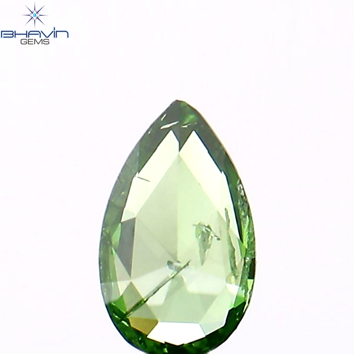 0.23 CT ペアシェイプ ナチュラル ダイヤモンド グリーン カラー I2 クラリティ (6.27 MM)