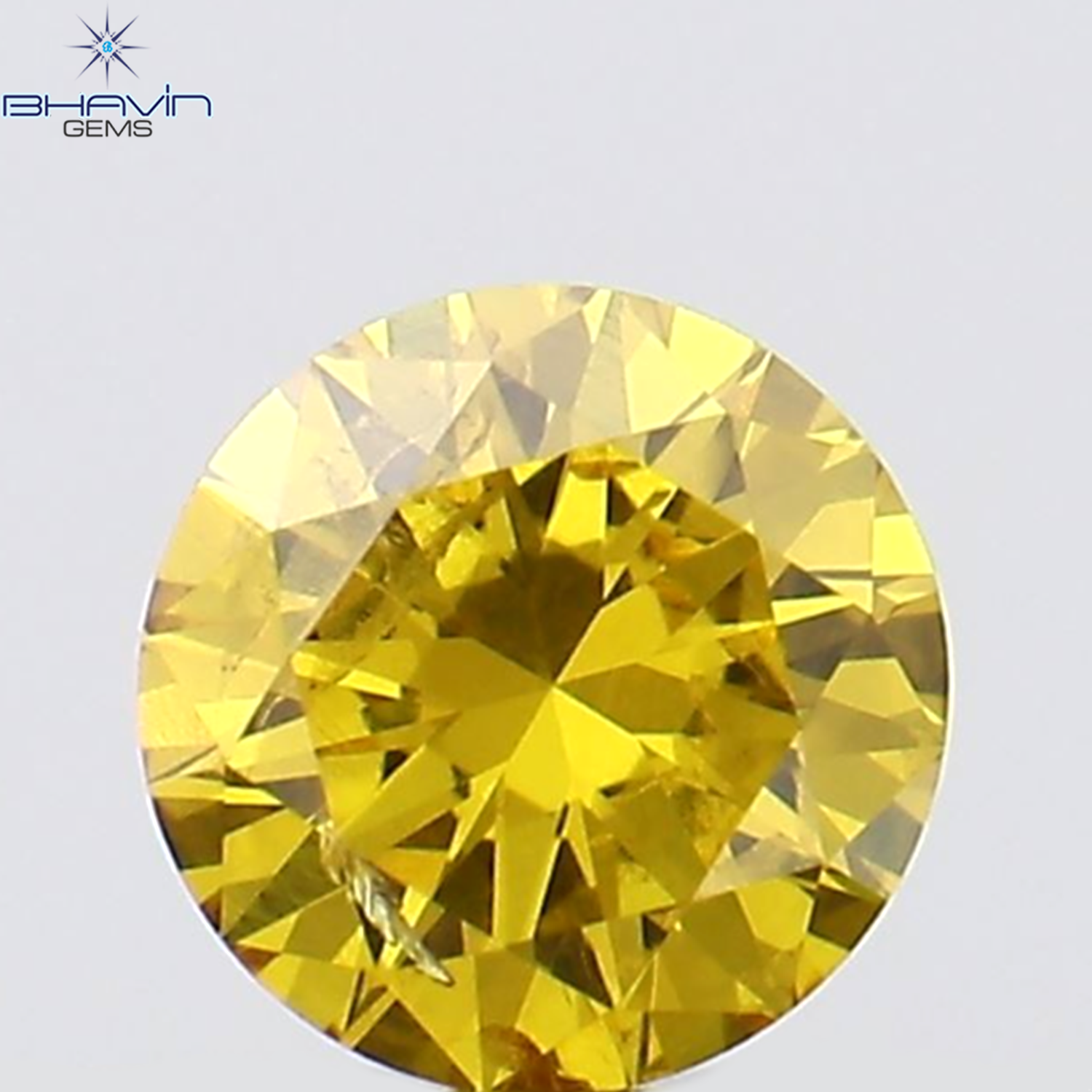 0.16 CT Round Shape Natural Diamond Vivid Yellow (Canary) Color SI1 Clarity (3.56 MM)