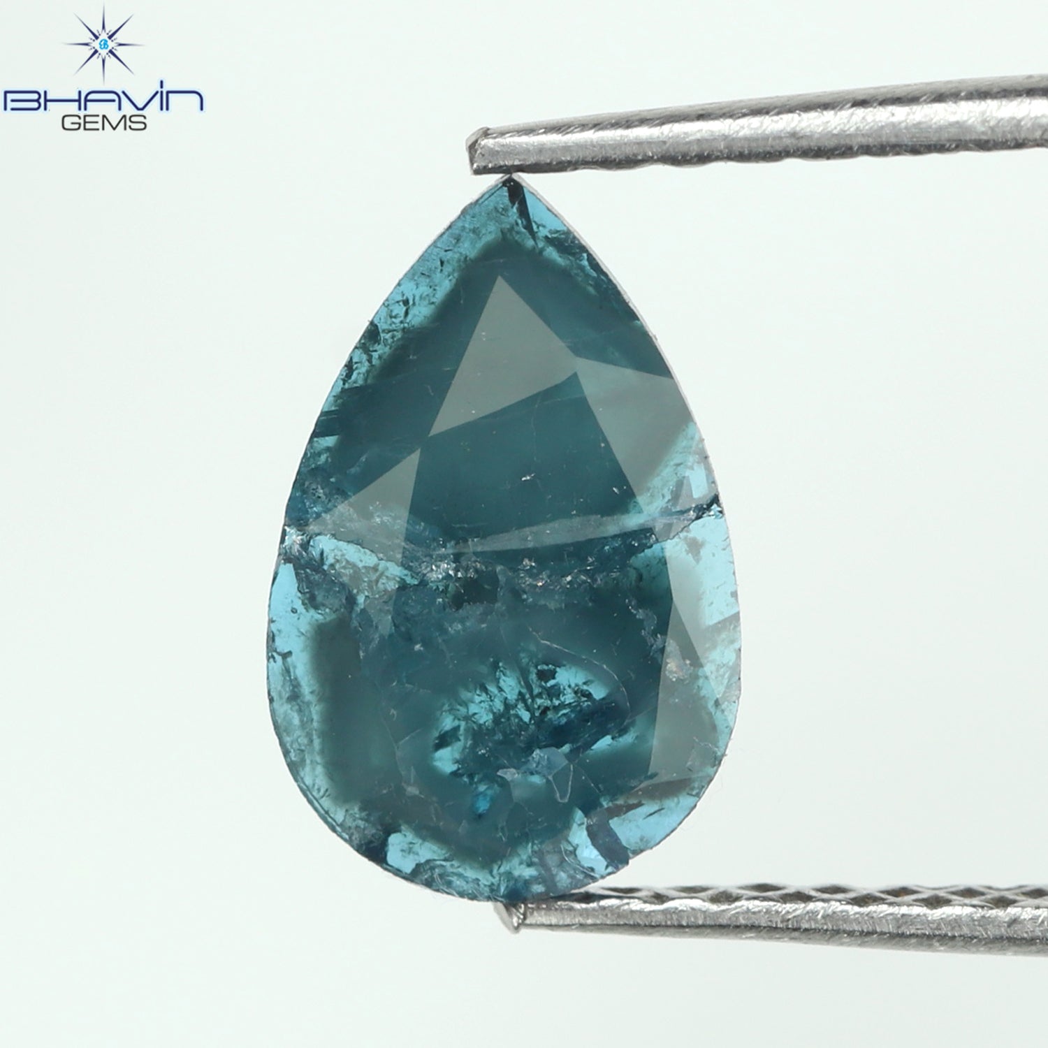 0.61 CT Pear Shape Natural Diamond Blue Color I3 Clarity (9.50 MM)
