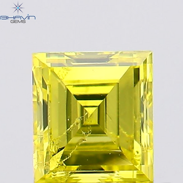 0.20 CT スクエア カット 天然ダイヤモンド エンハンスト イエロー カラー SI1 クラリティ (3.36 MM)