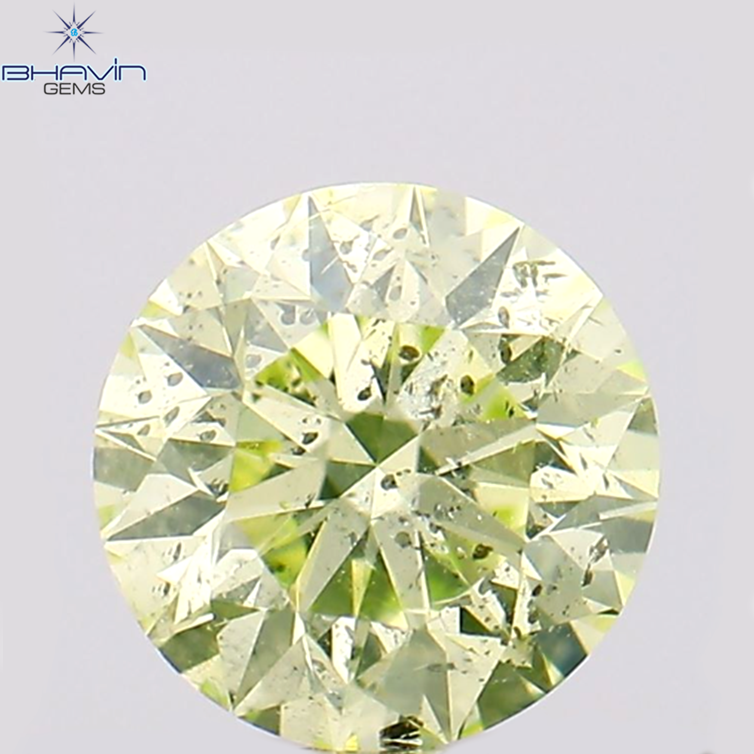 0.32 CT Round Shape Natural Diamond Greenish Yellow Color SI1 Clarity (4.32 MM)