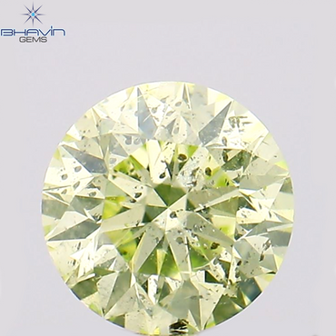 0.32 CT Round Shape Natural Diamond Greenish Yellow Color SI1 Clarity (4.32 MM)