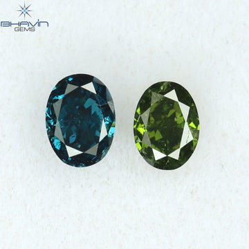 0.24 CT/2 Pcs Natural Oval Diamond Enhanced Mix Color Clarity SI1 (3.60 MM)