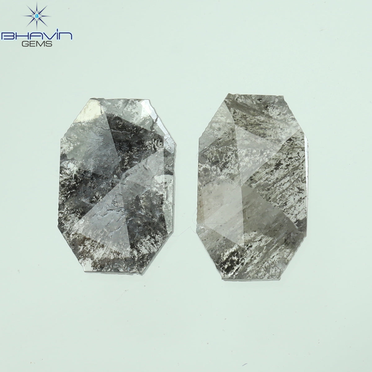 0.92 CT スライス形状 天然ダイヤモンド ソルト アンド ペッパー カラー I3 クラリティ (10.75 MM)