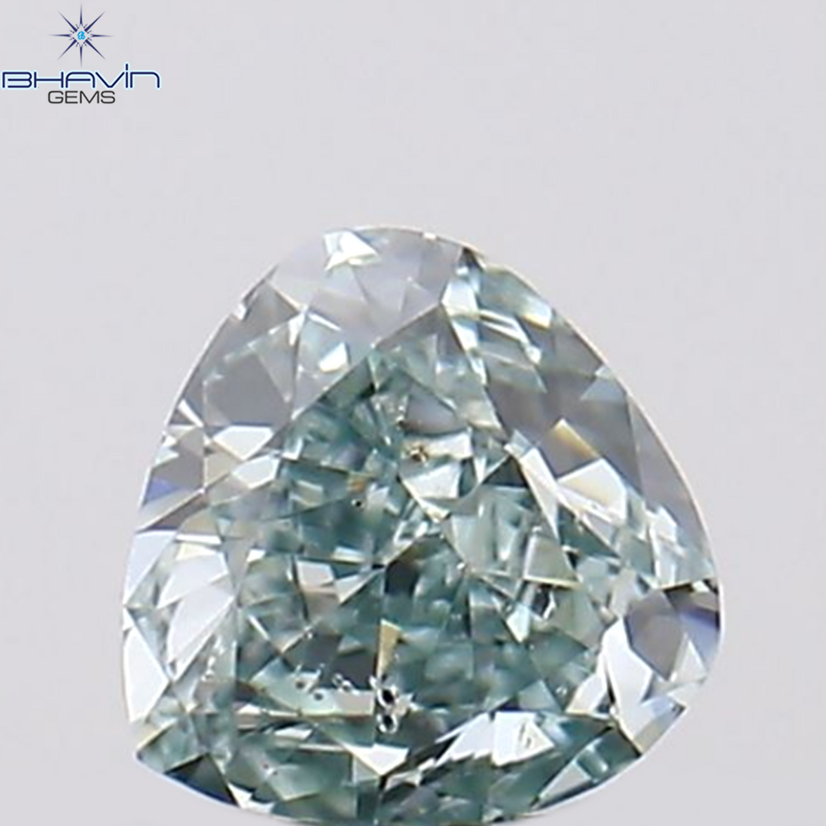 0.07 CT Natural Heart Diamond Enhanced Greenish Blue Color Clarity SI1 (2.65 MM)