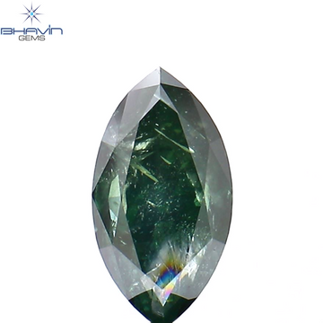 2.11 CT Natural Marquise Diamond Enhanced Green Color Clarity I2 (11.14 MM)