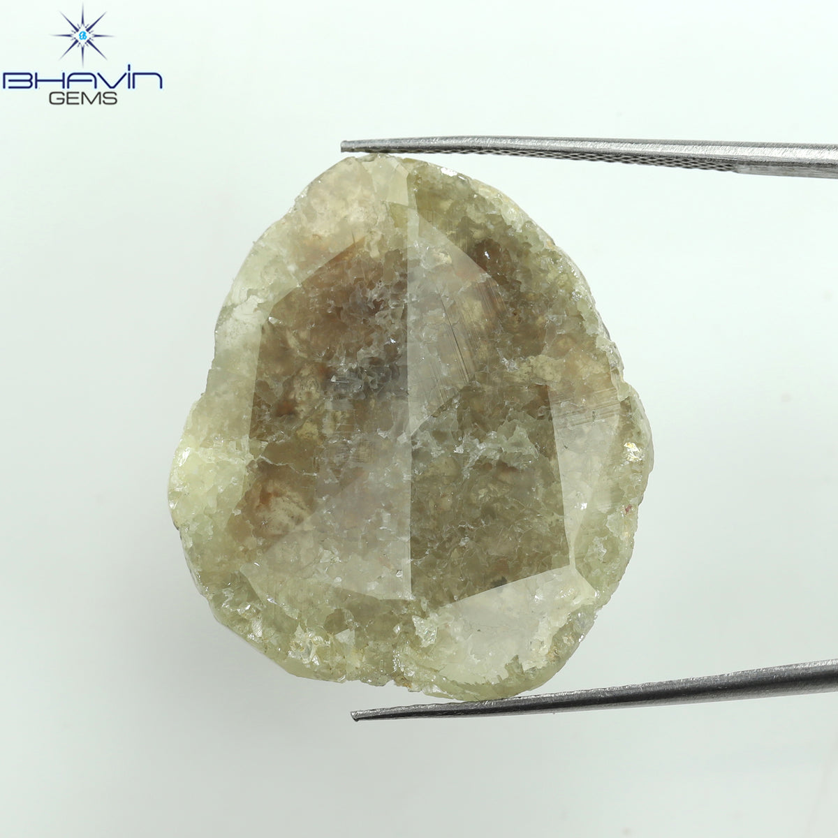 18.75 CT スライス シェイプ ナチュラル ダイヤモンド ソルト アンド ペッパー カラー I3 クラリティ (31.00 MM)