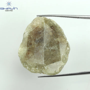 18.75 CT スライス シェイプ ナチュラル ダイヤモンド ソルト アンド ペッパー カラー I3 クラリティ (31.00 MM)
