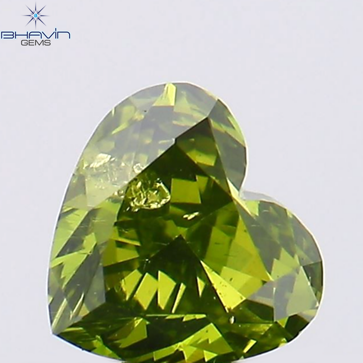 0.32 CT ハート シェイプ ナチュラル ダイヤモンド グリーン カラー SI2 クラリティ (4.00 MM)
