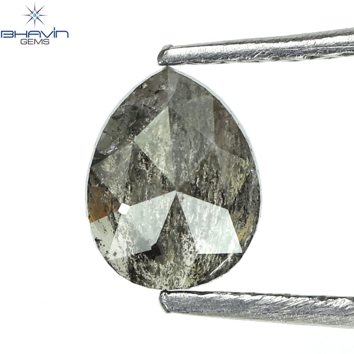 0.44 CT Natural Pear Diamond Salt And Pepper Color Clarity I3 (5.71 MM)