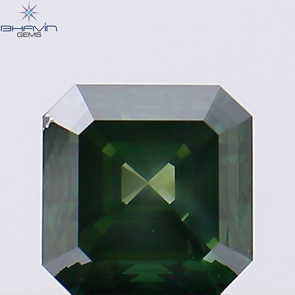 1.01 CT アッシャー シェイプ ナチュラル ダイヤモンド グリーン カラー VS1 クラリティ (5.34 MM)