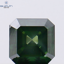 1.01 CT アッシャー シェイプ ナチュラル ダイヤモンド グリーン カラー VS1 クラリティ (5.34 MM)