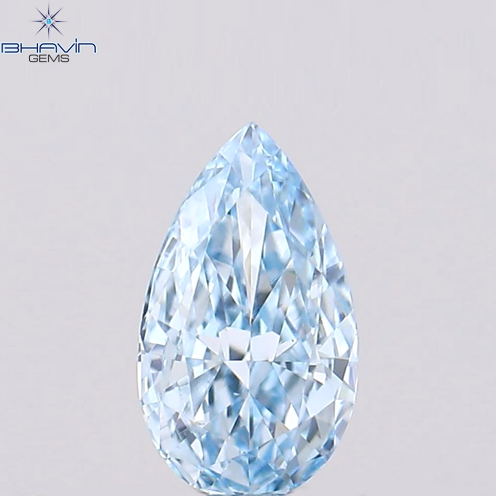 0.24 CT Pear Shape Natural Diamond Greenish Blue Color VS1 Clarity (5.60 MM)