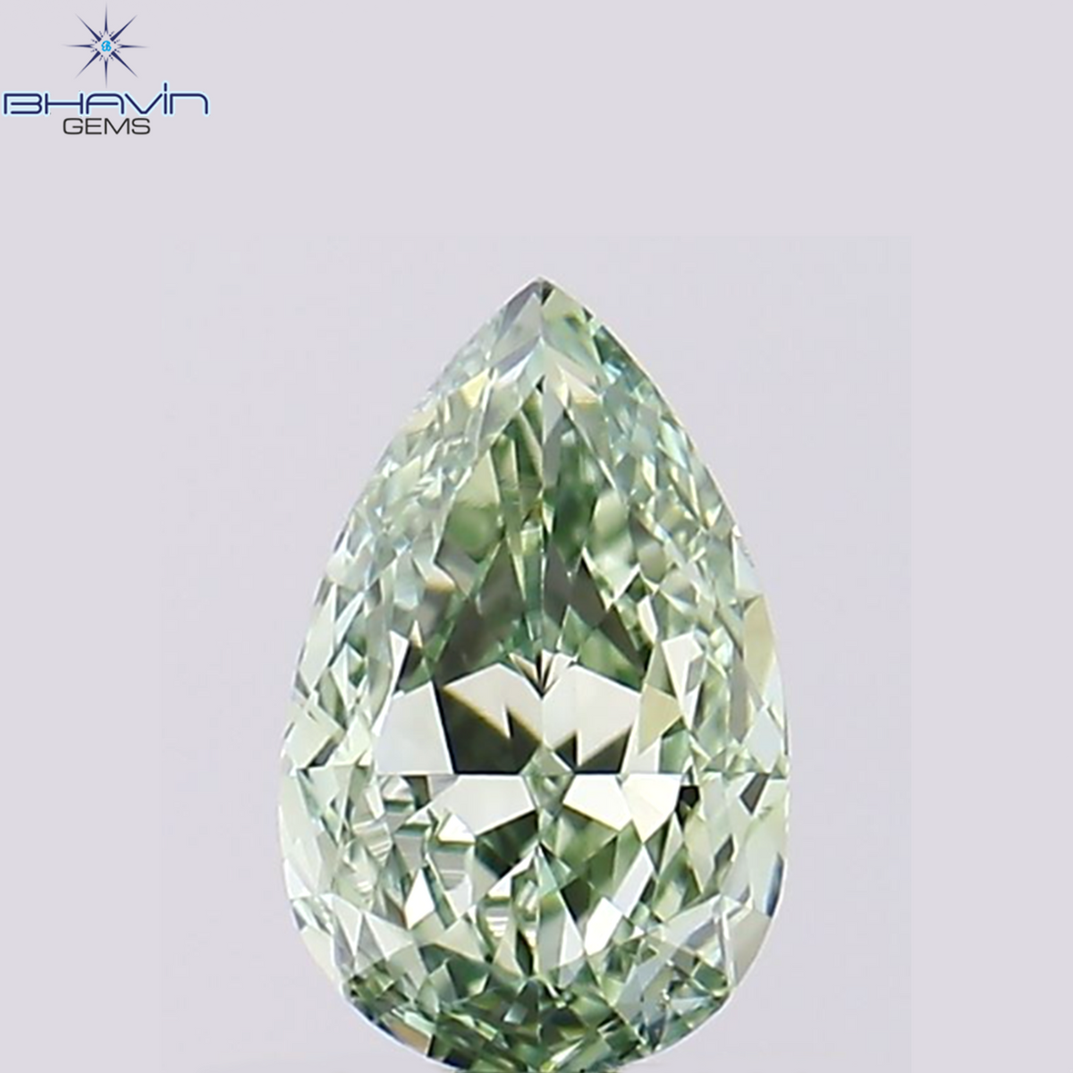 0.75 CT ペアシェイプ ナチュラル ダイヤモンド ブルーイッシュ グリーン カラー VS2 クラリティ (7.30 MM)