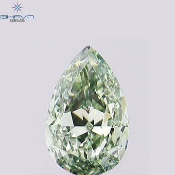0.75 CT ペアシェイプ ナチュラル ダイヤモンド ブルーイッシュ グリーン カラー VS2 クラリティ (7.30 MM)