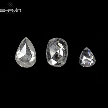 0.39 CT/3 ピース ミックス シェイプ ナチュラル ダイヤモンド ホワイト カラー I3 クラリティ (4.46 MM)