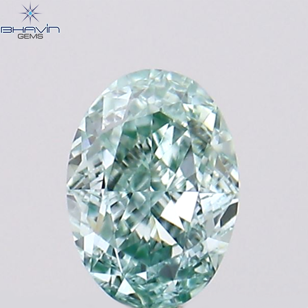 0.14 CT Natural Oval Diamond Enhanced Bluish Green Color Clarity VS1 (3.57 MM)
