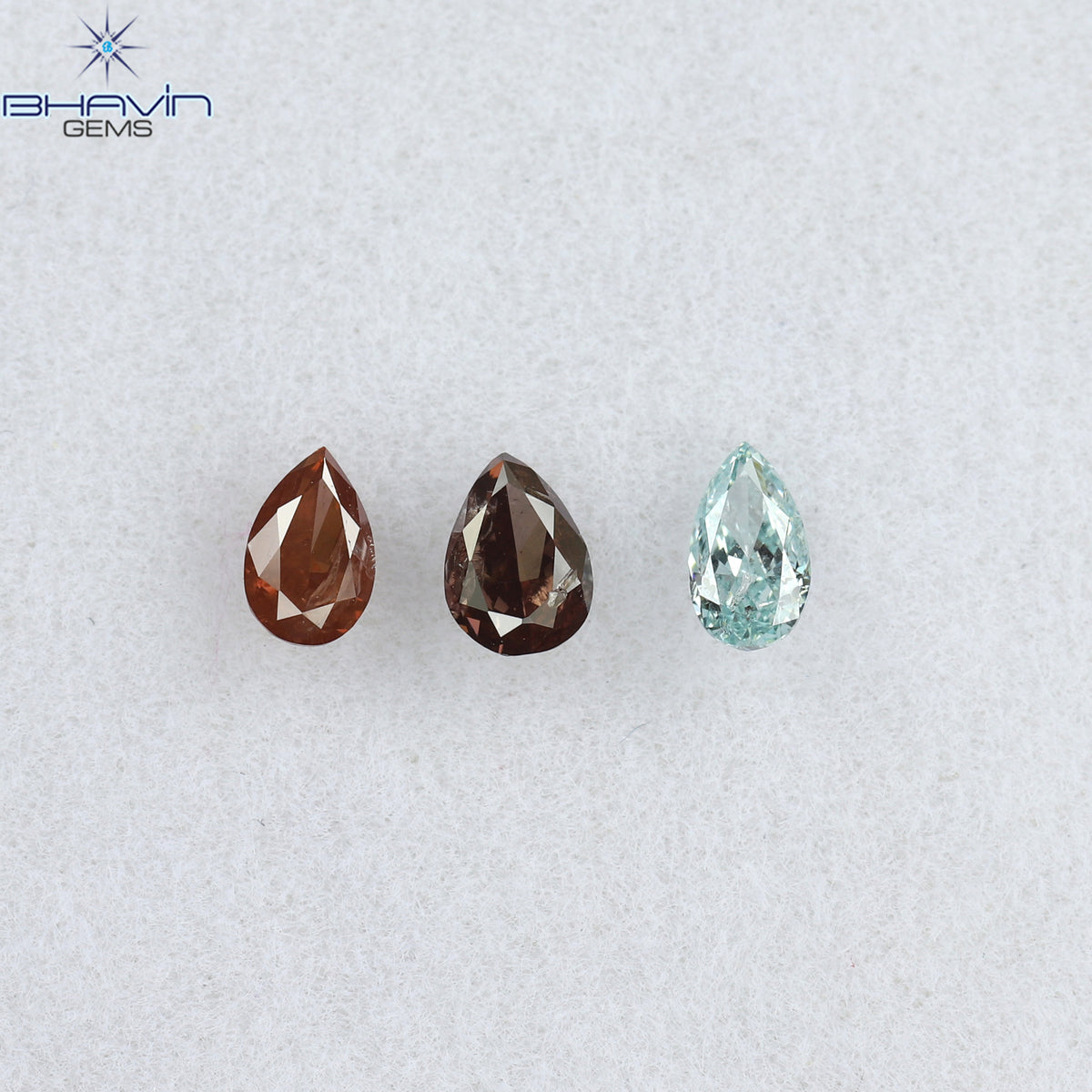0.32 CT/3 Pcs Natural Pear Diamond Enhanced Pink Color Clarity SI1 (3.80 MM)