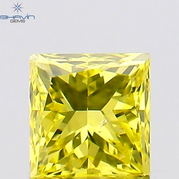 0.13 CT Natural Princess Diamond Enhanced Yellow Color Clarity SI1 (2.71 MM)