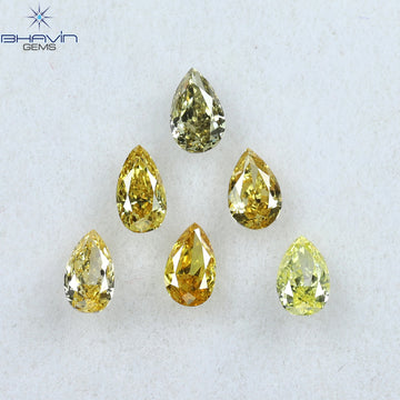 0.61 CT/6 Pcs Natural Pear Diamond Mix Color Clarity VS2 (3.97 MM)