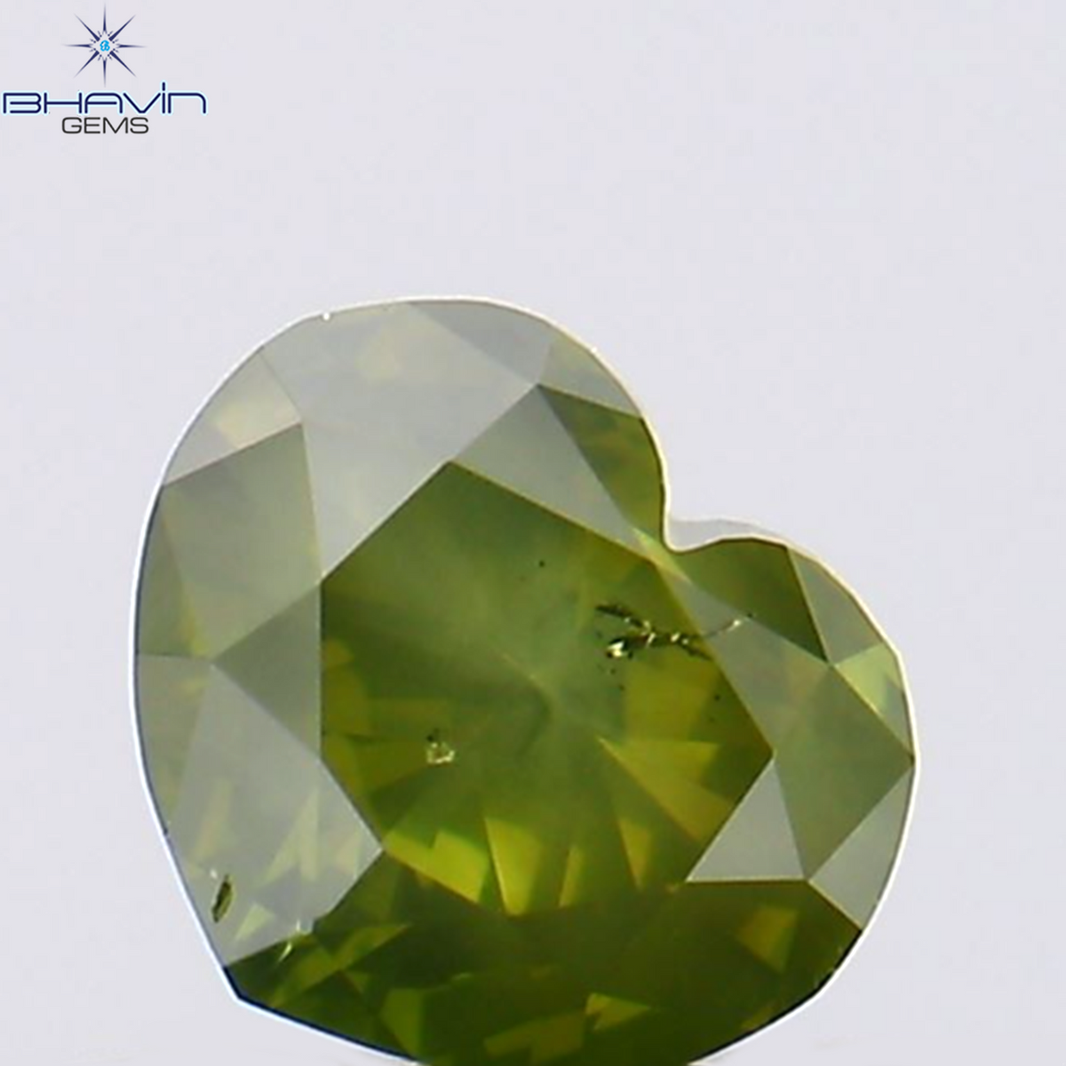 0.31 CT ハート シェイプ ナチュラル ダイヤモンド グリーン カラー SI2 クラリティ (4.33 MM)