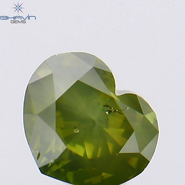 0.31 CT ハート シェイプ ナチュラル ダイヤモンド グリーン カラー SI2 クラリティ (4.33 MM)
