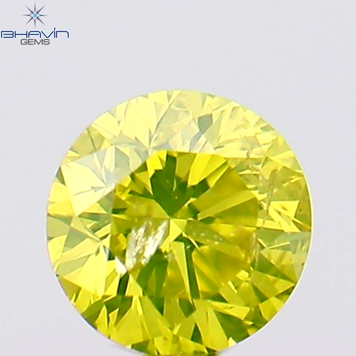 0.13 CT ラウンド シェイプ ナチュラル ダイヤモンド グリーン イエロー カラー SI2 クラリティ (3.19 MM)