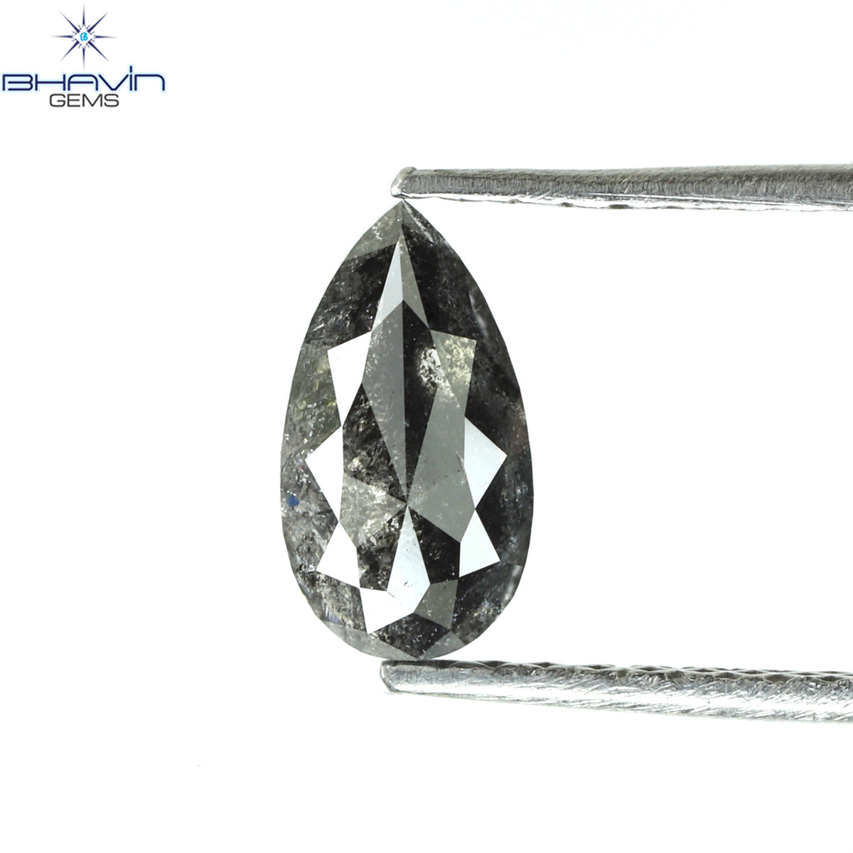0.53 CT ペアシェイプ ナチュラル ルース ダイヤモンド ソルト アンド ペッパー カラー I3 クラリティ (5.90 MM)