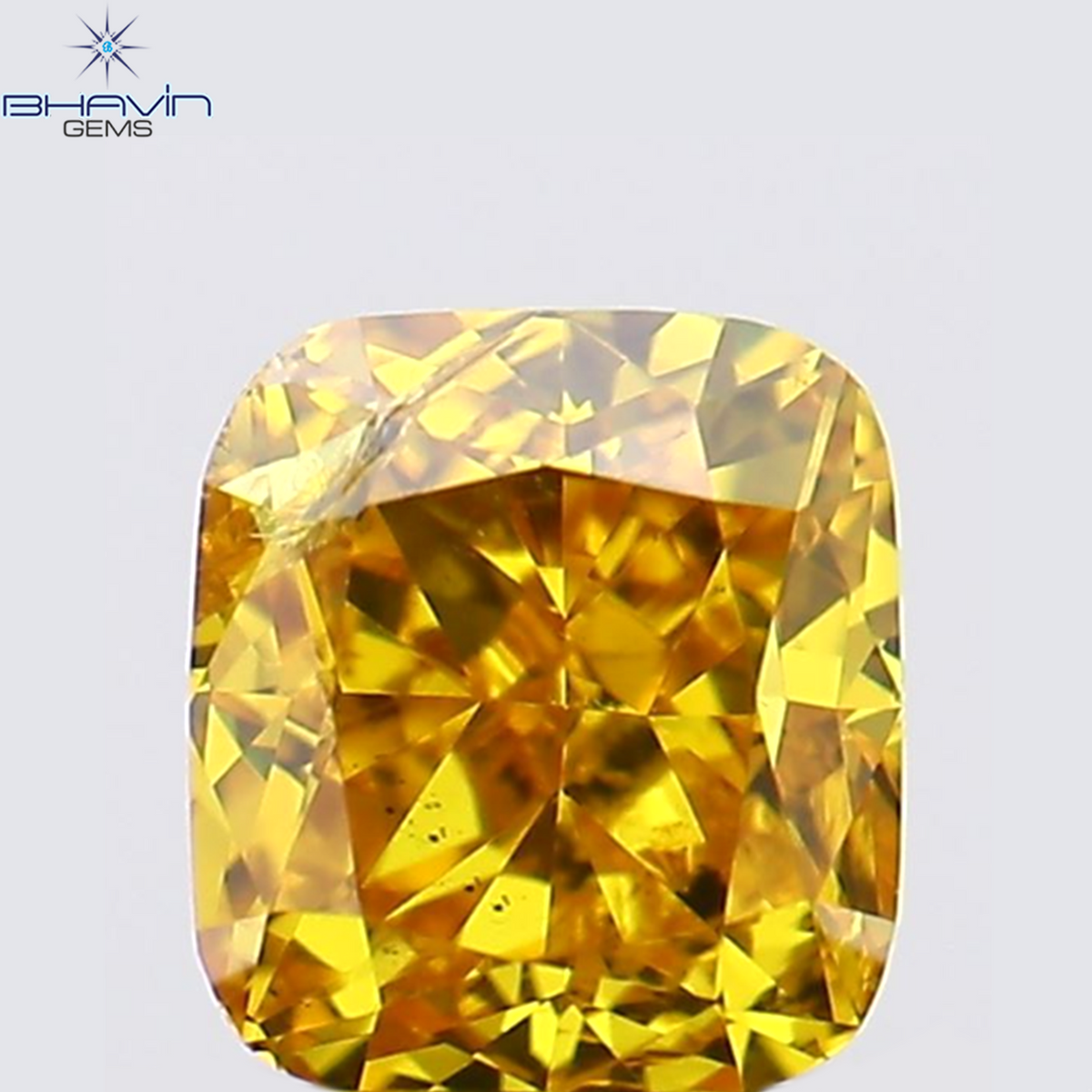 0.23 CT Natural Cushion Diamond Enhanced Orange Color Clarity SI2 (3.47 MM)