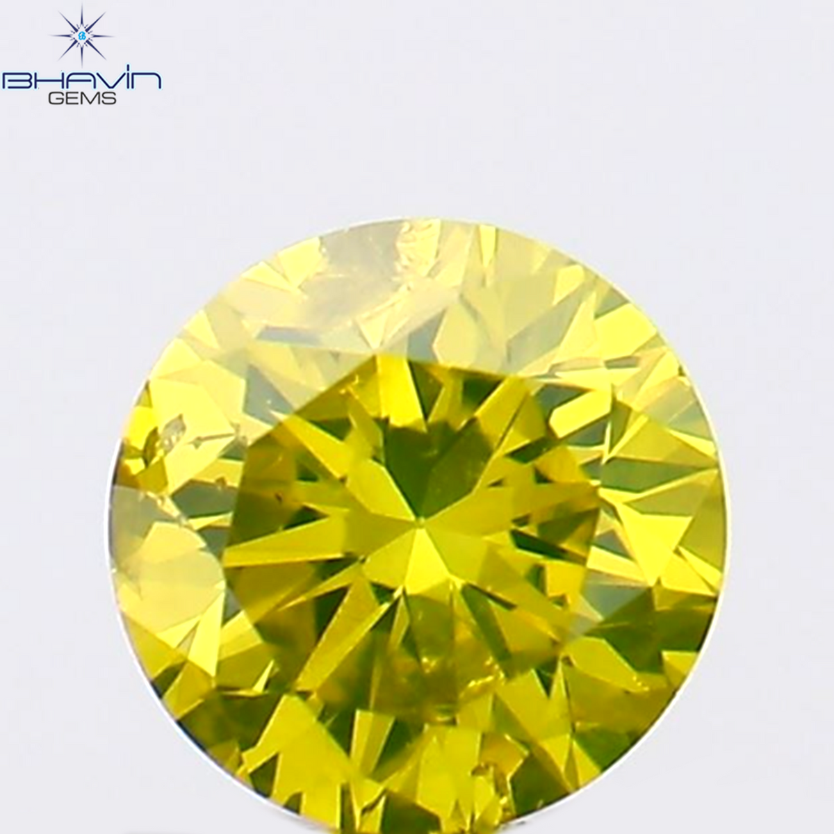 0.13 CT ラウンド シェイプ ナチュラル ダイヤモンド グリーン イエロー カラー SI1 クラリティ (3.26 MM)