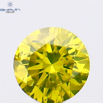 0.13 CT ラウンド シェイプ ナチュラル ダイヤモンド グリーン イエロー カラー SI1 クラリティ (3.26 MM)