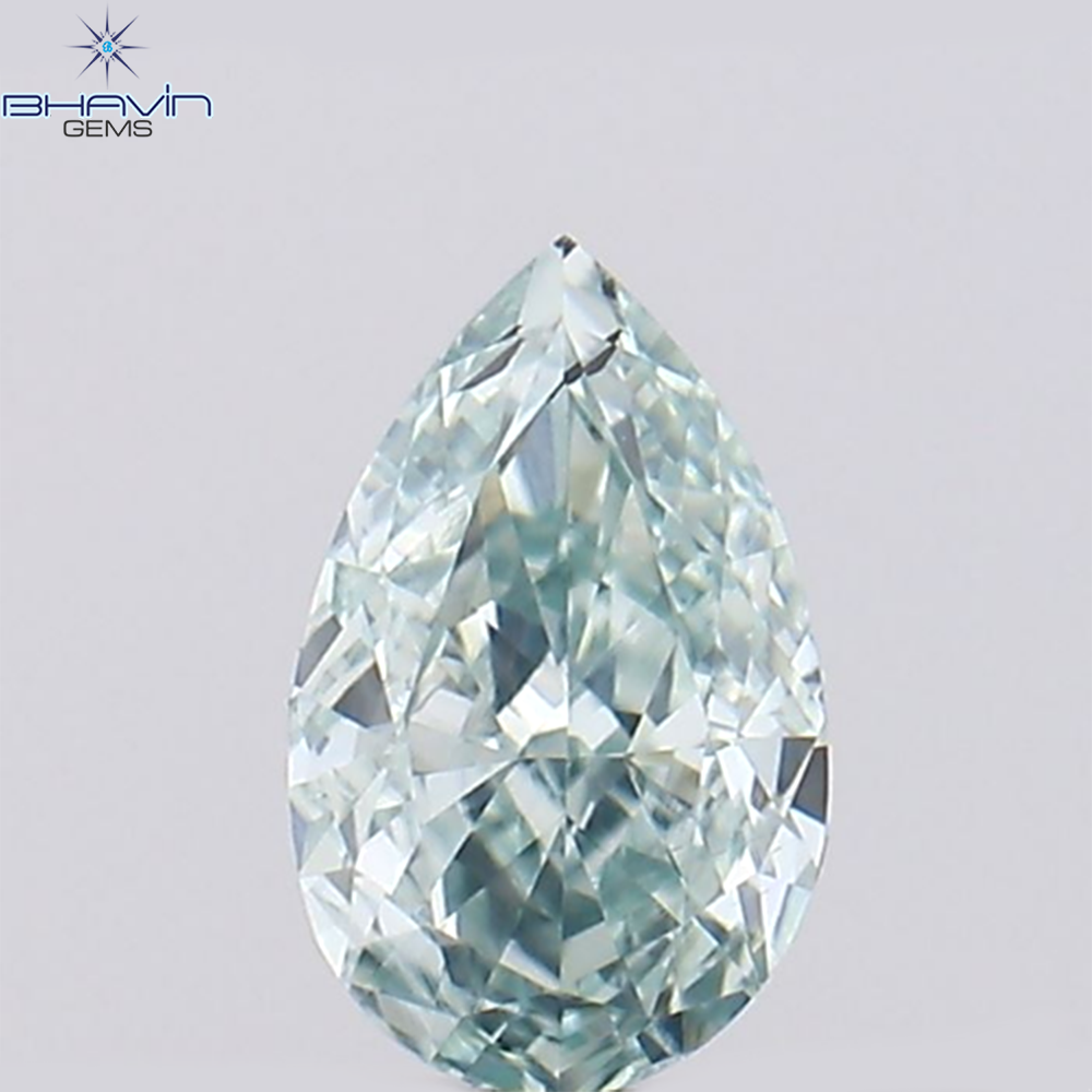 0.27 CT Natural Pear Diamond Enhanced Greenish Blue Color Clarity SI1 (5.31 MM)