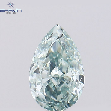 0.27 CT Pear Shape Natural Diamond Greenish Blue Color SI1 Clarity (5.31 MM)