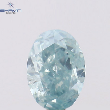 0.16 CT Oval Shape Natural Diamond Greenish Blue Color I1 Clarity (3.93 MM)