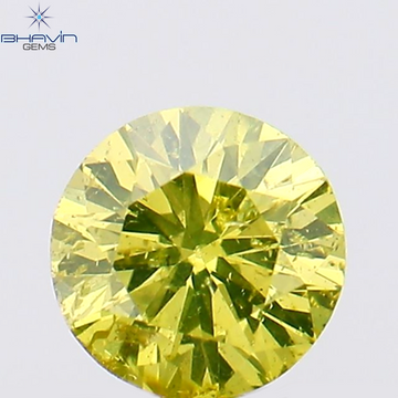 0.14 CT Natural Round Diamond Enhanced Yellow Color Clarity SI2 (3.45 MM)