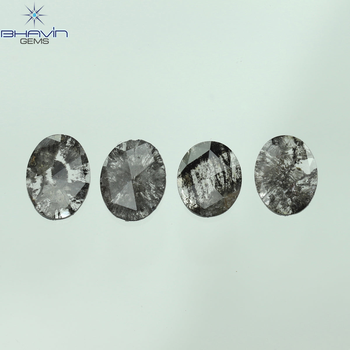 1.41 CT/4 Pcs Natural Oval Slice Diamond Salt And Pepper Color Clarity I3 (7.15 MM)