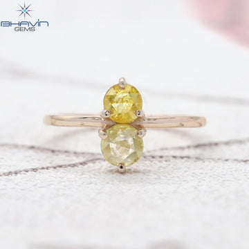 Round Rose Cut Yellow Color Natural Diamond Ring Gold Ring Engagement