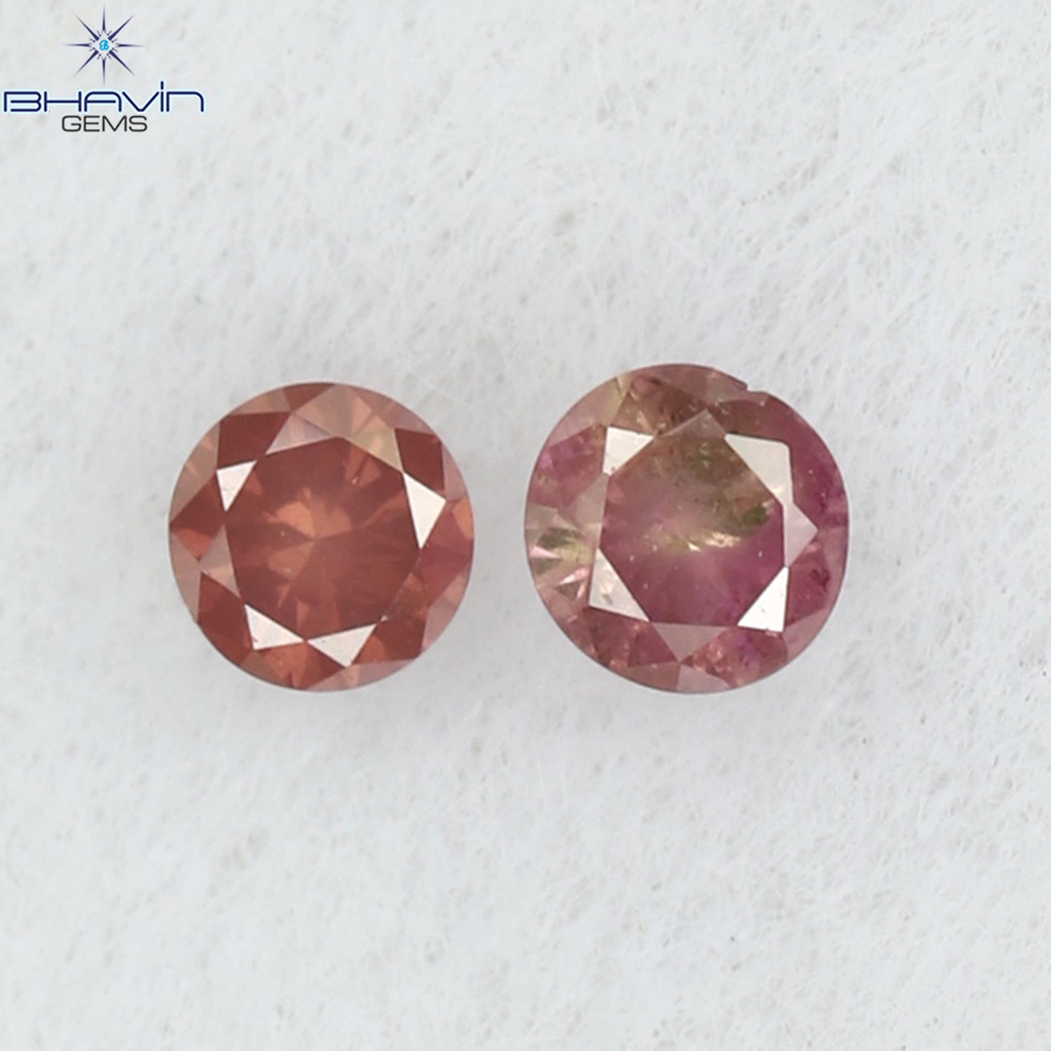 0.06 CT/2 Pcs Round Shape Natural Loose Diamond Pink Color I3 Clarity (1.85 MM)